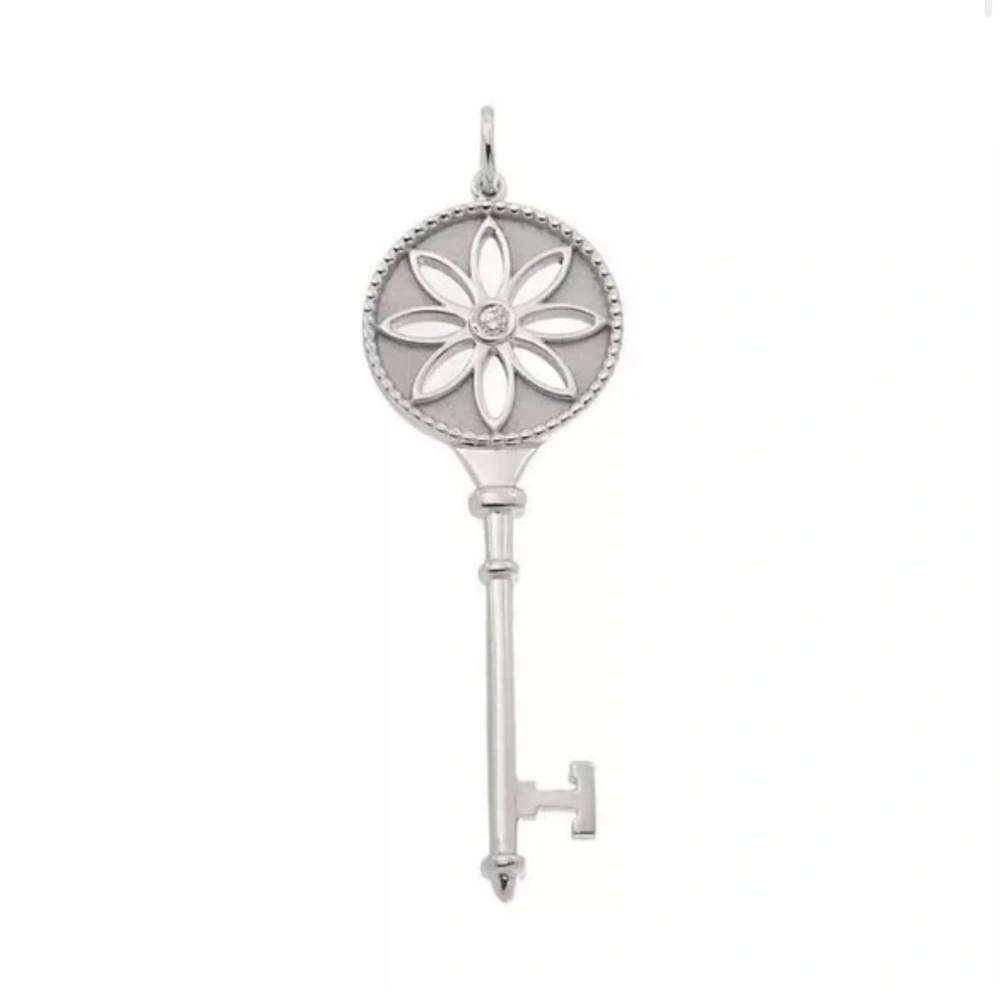 💎🔑 Tiffany Gorgeous Large Diamond and Sterling Silver Key Pendant